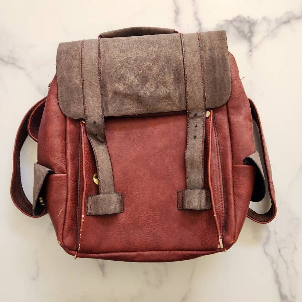 My brother John steampunk little boys backpack burgundy Cherry Brown